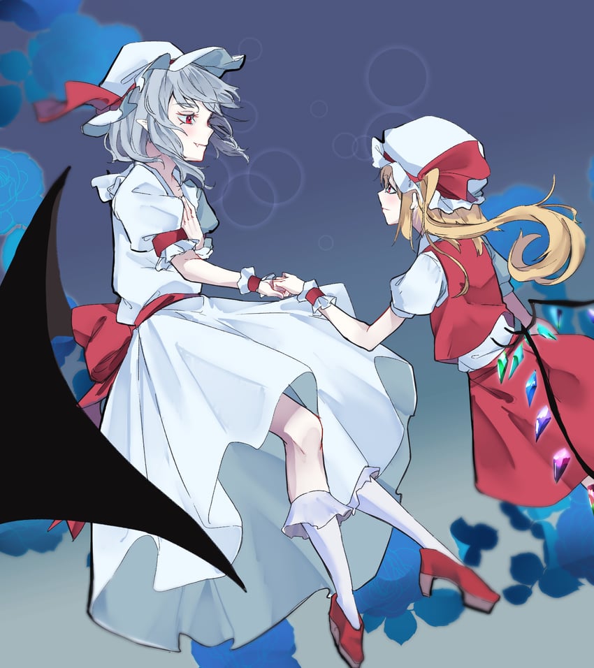 remilia scarlet and flandre scarlet (touhou) drawn by kanaria_(bcomn)