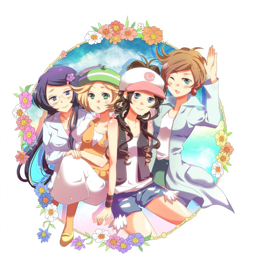 hilda, bianca, professor juniper, and fennel (pokemon and 1 more) drawn by popykn