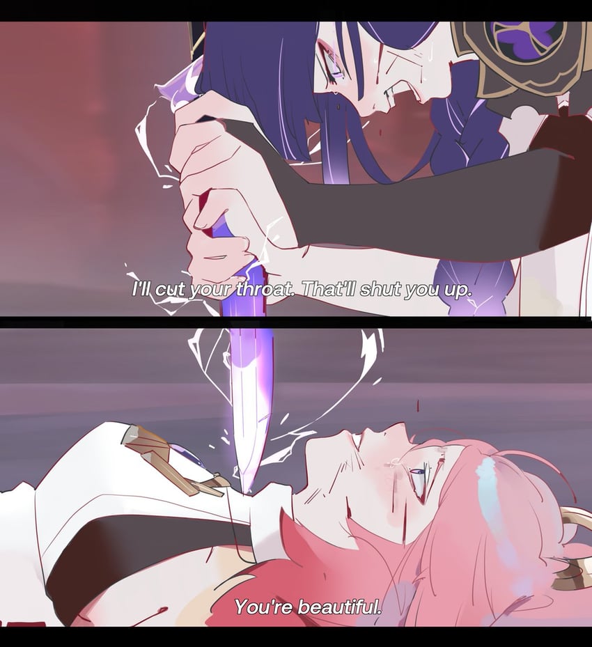 raiden shogun and yae miko (genshin impact and 1 more) drawn by sugahri