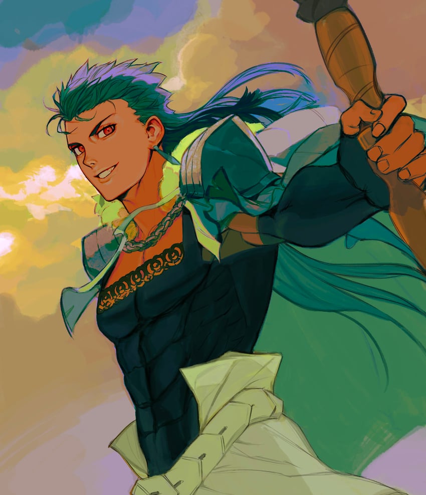 cu chulainn (fate and 1 more) drawn by baragi