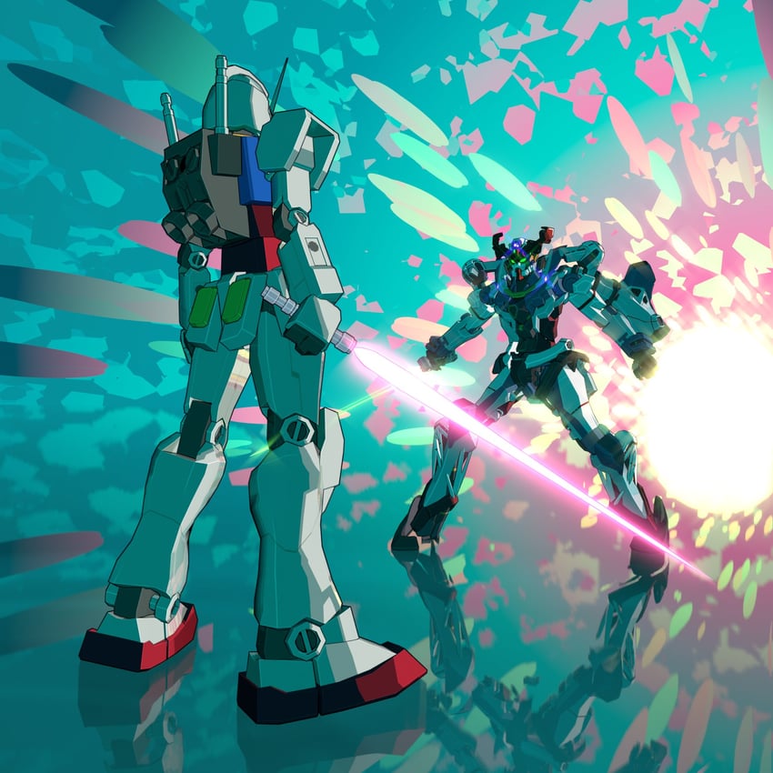 rx-78-2 gundam and gquuuuuux (gundam and 1 more) drawn by snowtenkey_(snow118)