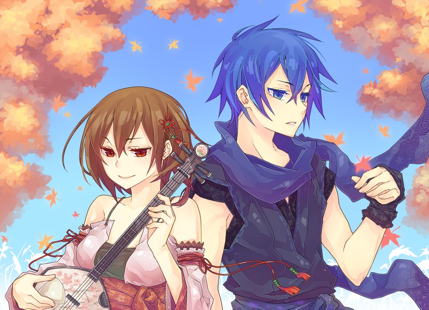 kaito and meiko (vocaloid and 1 more) drawn by curryuku