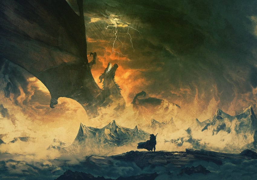 ancalagon (tolkien's legendarium and 1 more) drawn by anato_finnstark