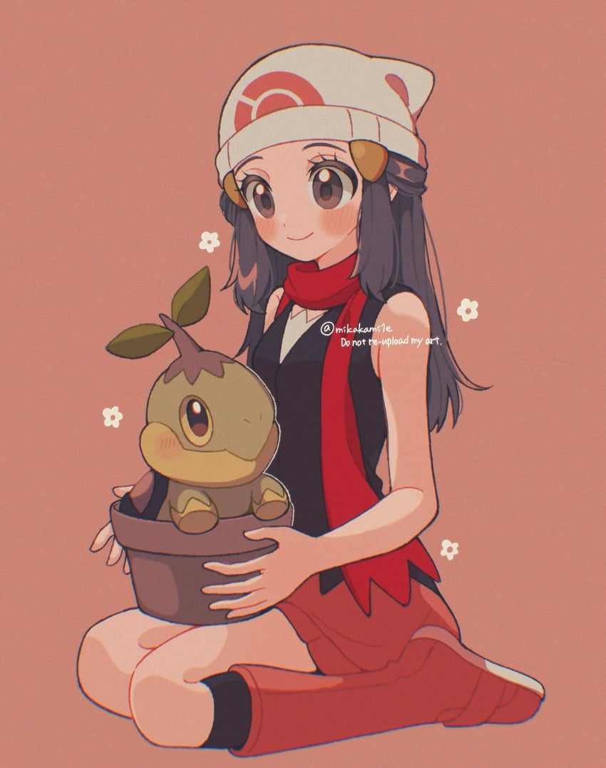 dawn and turtwig (pokemon and 1 more) drawn by mikakami1e