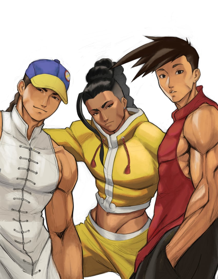 jamie siu, yun lee, and yang lee (street fighter and 2 more) drawn by erzomori