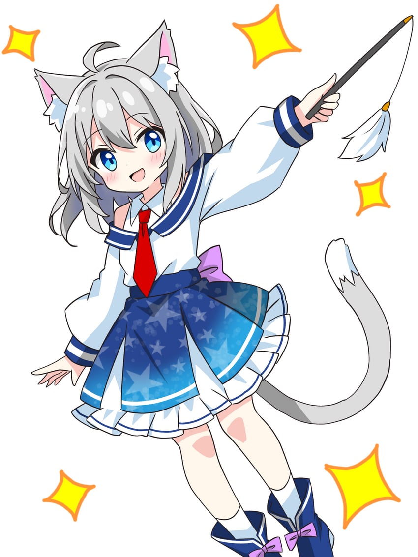 grey-haired cat girl (original) drawn by kotatsu-mazoku