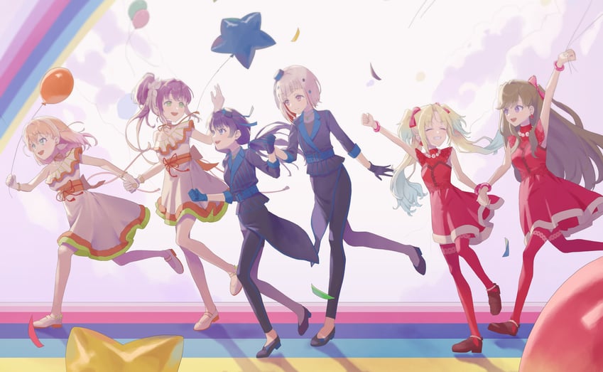 hinoshita kaho, fujishima megumi, otomune kozue, murano sayaka, yugiri tsuzuri, and 1 more (love live! and 1 more) drawn by sunkeun