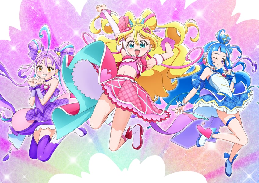 sakura uta, cure idol, shigure kokoro, aokaze nana, cure wink, and 1 more (precure and 1 more) drawn by tiler_(tiler00)