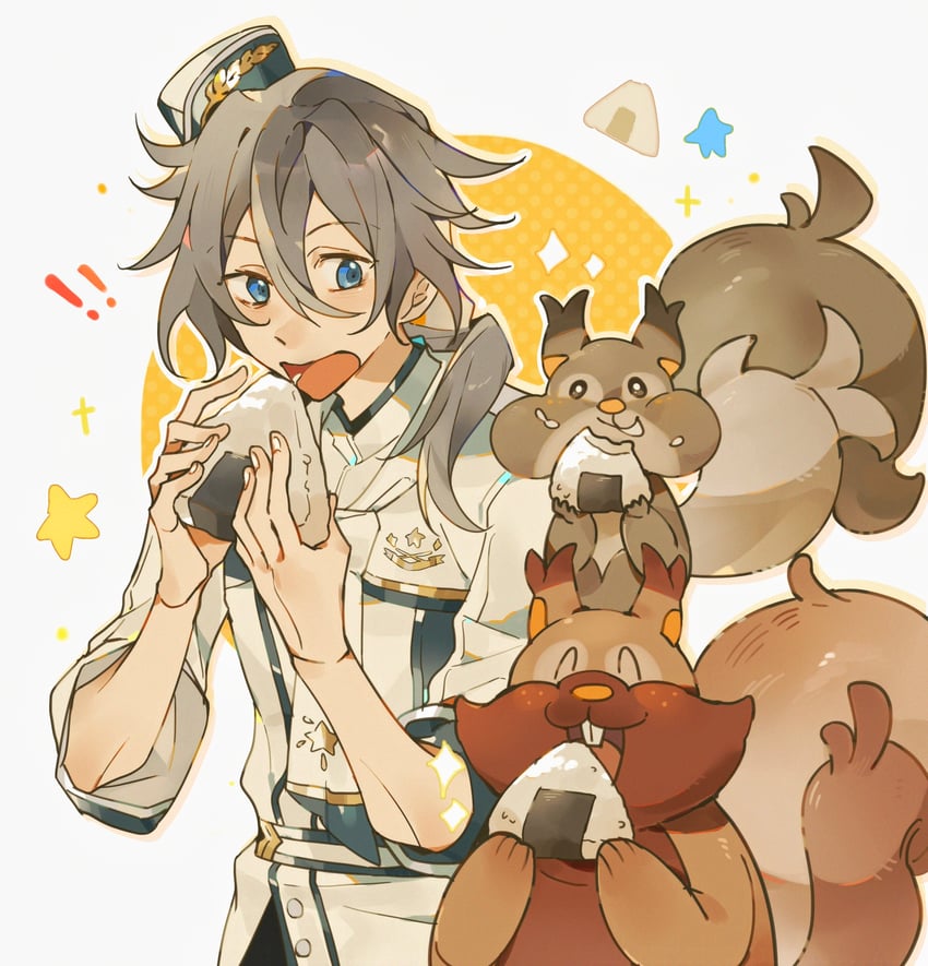 shiina niki, greedent, and skwovet (pokemon and 1 more) drawn by tie_fei_wu_mang_dashuai