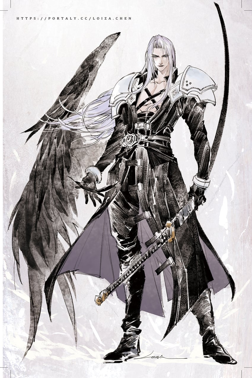 sephiroth (final fantasy and 3 more) drawn by loiza