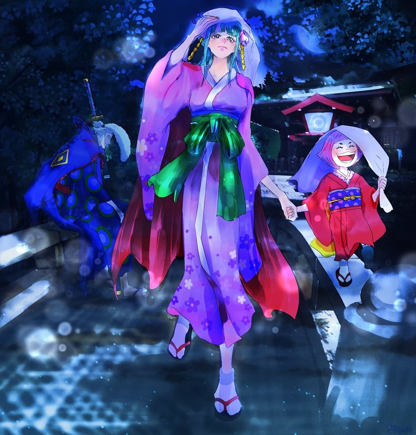 kouzuki hiyori, denjirou, and toko (one piece) drawn by harakara12