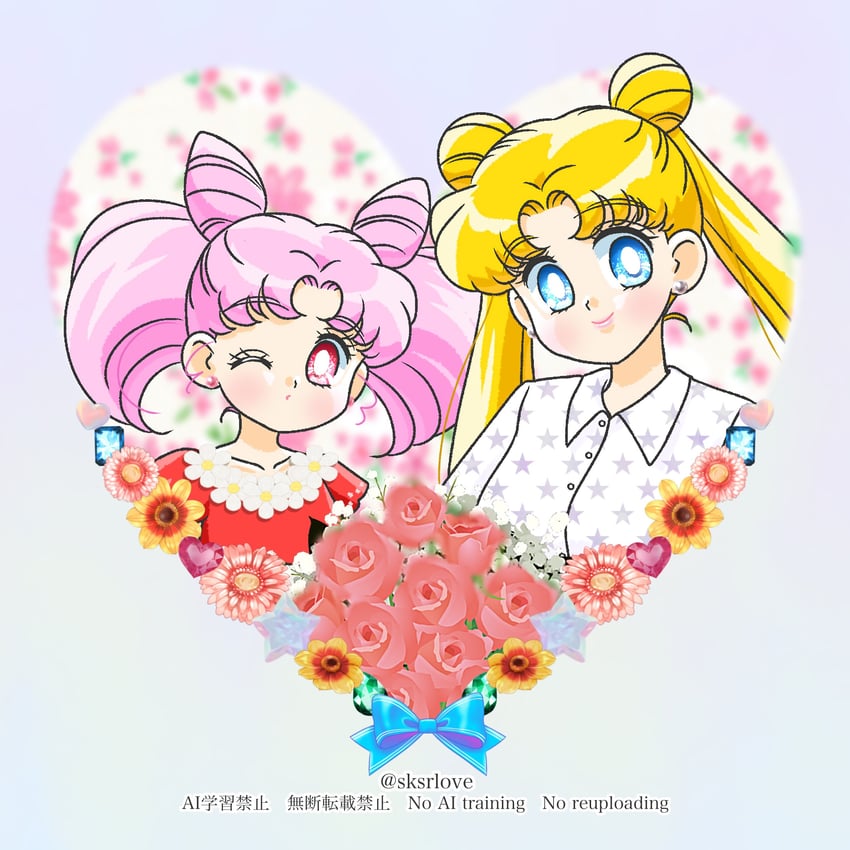 tsukino usagi and chibi usa (bishoujo senshi sailor moon) drawn by sksrlove