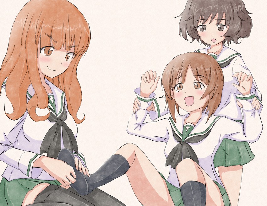 nishizumi miho, akiyama yukari, and takebe saori (girls und panzer) drawn by munisuke_(zrkt7883)