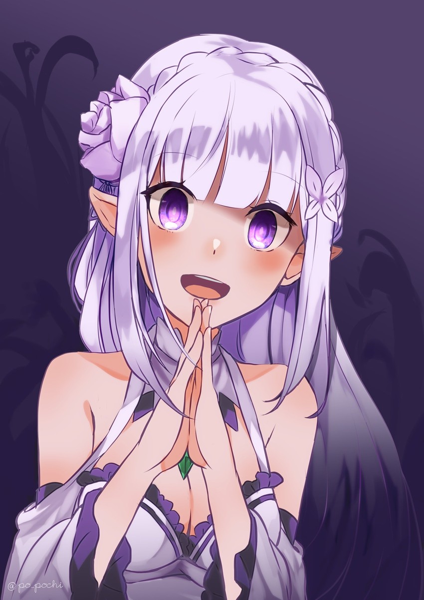 emilia (re:zero kara hajimeru isekai seikatsu) drawn by po_pooch
