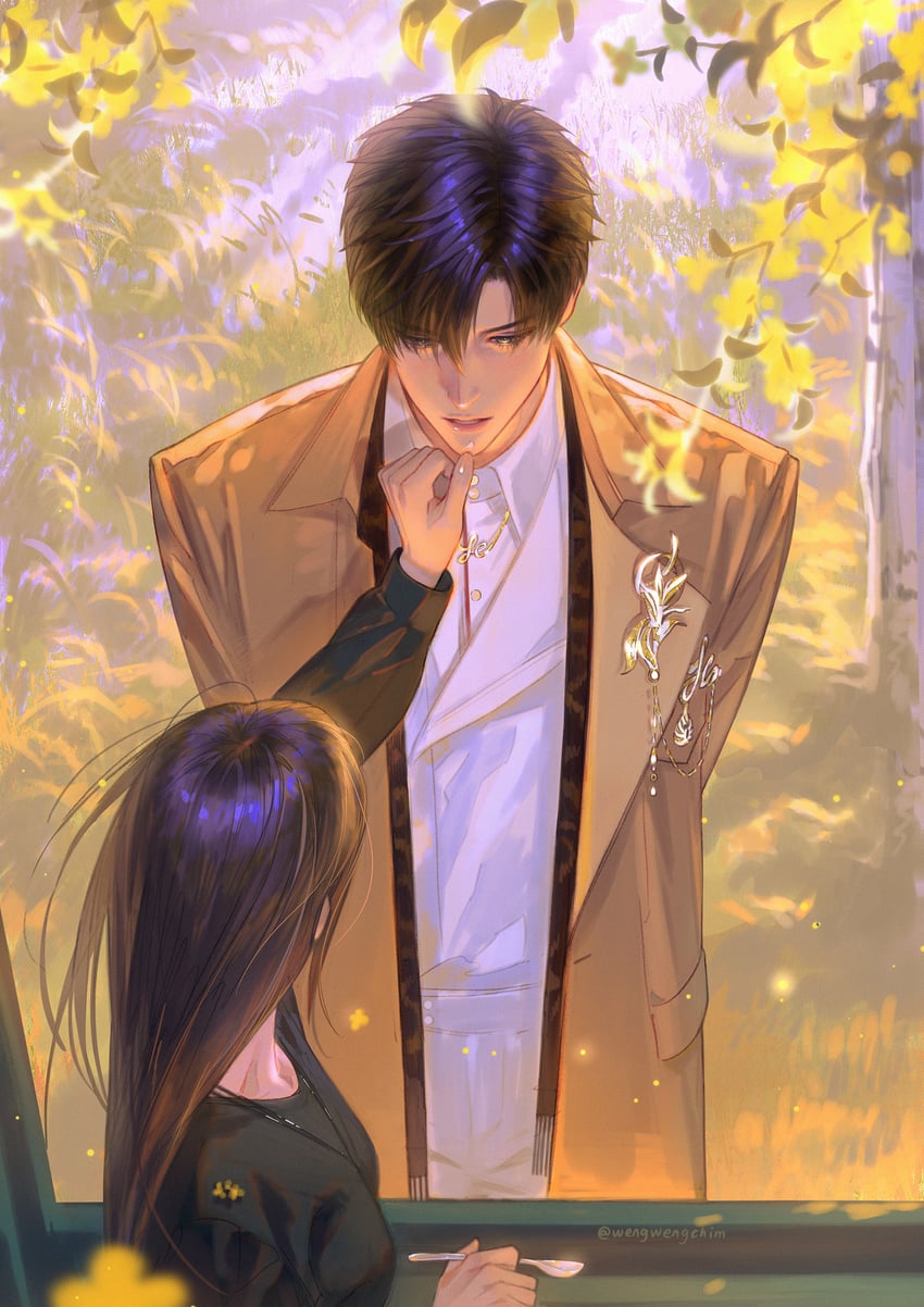 protagonist and zayne (love and deepspace) drawn by wengwengchim
