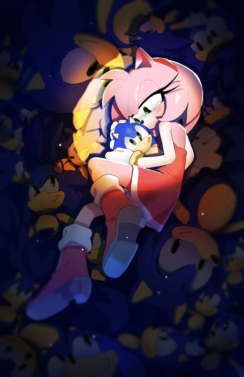 sonic the hedgehog and amy rose (sonic) drawn by gaiuki3276
