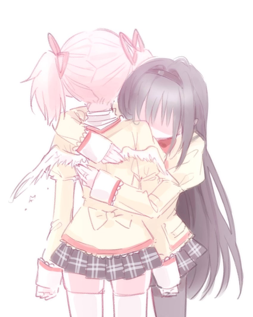 akemi homura and kaname madoka (mahou shoujo madoka magica) drawn by mipi_(u3u_00)