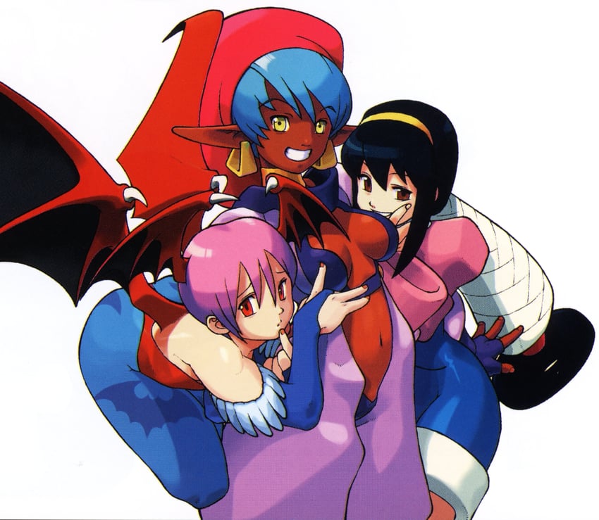 lilith, luca, and ele (darkstalkers and 1 more) drawn by ishikawa_hideki