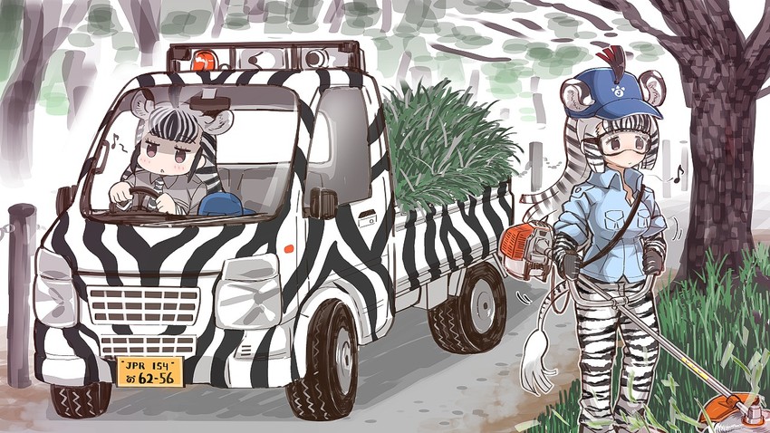 plains zebra and grevy's zebra (kemono friends) drawn by tanaka_kusao