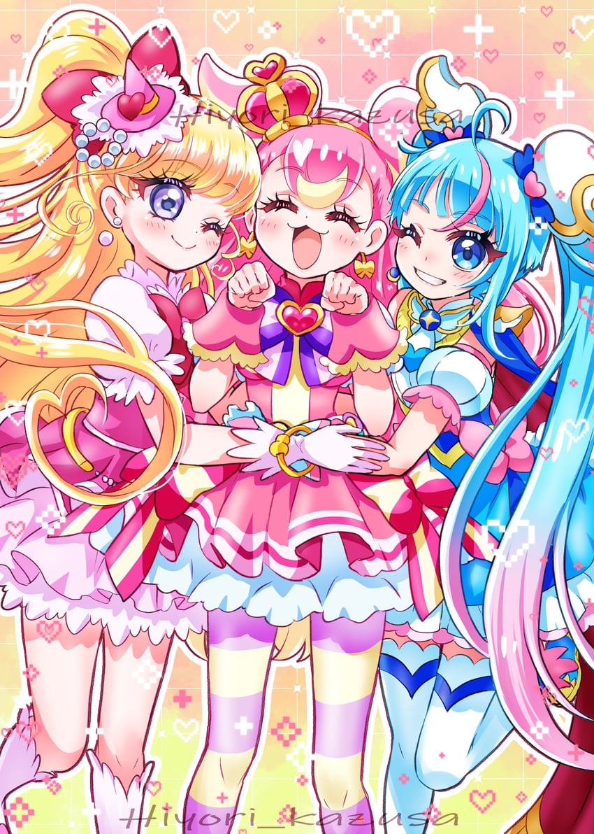 sora harewataru, cure sky, asahina mirai, inukai komugi, cure miracle, and 1 more (precure and 3 more) drawn by kazusa_hiyori