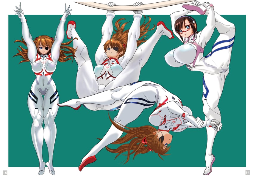 souryuu asuka langley and makinami mari illustrious (neon genesis evangelion and 2 more) drawn by sawano_kiyoshi