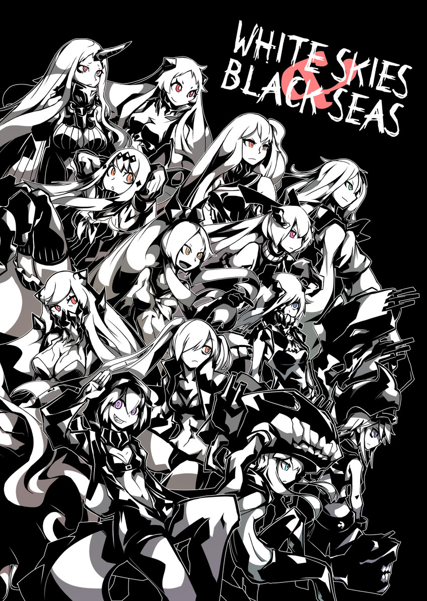 wo-class aircraft carrier, seaport princess, re-class battleship, ta-class battleship, airfield princess, and 8 more (kantai collection) drawn by deel_(rkeg)