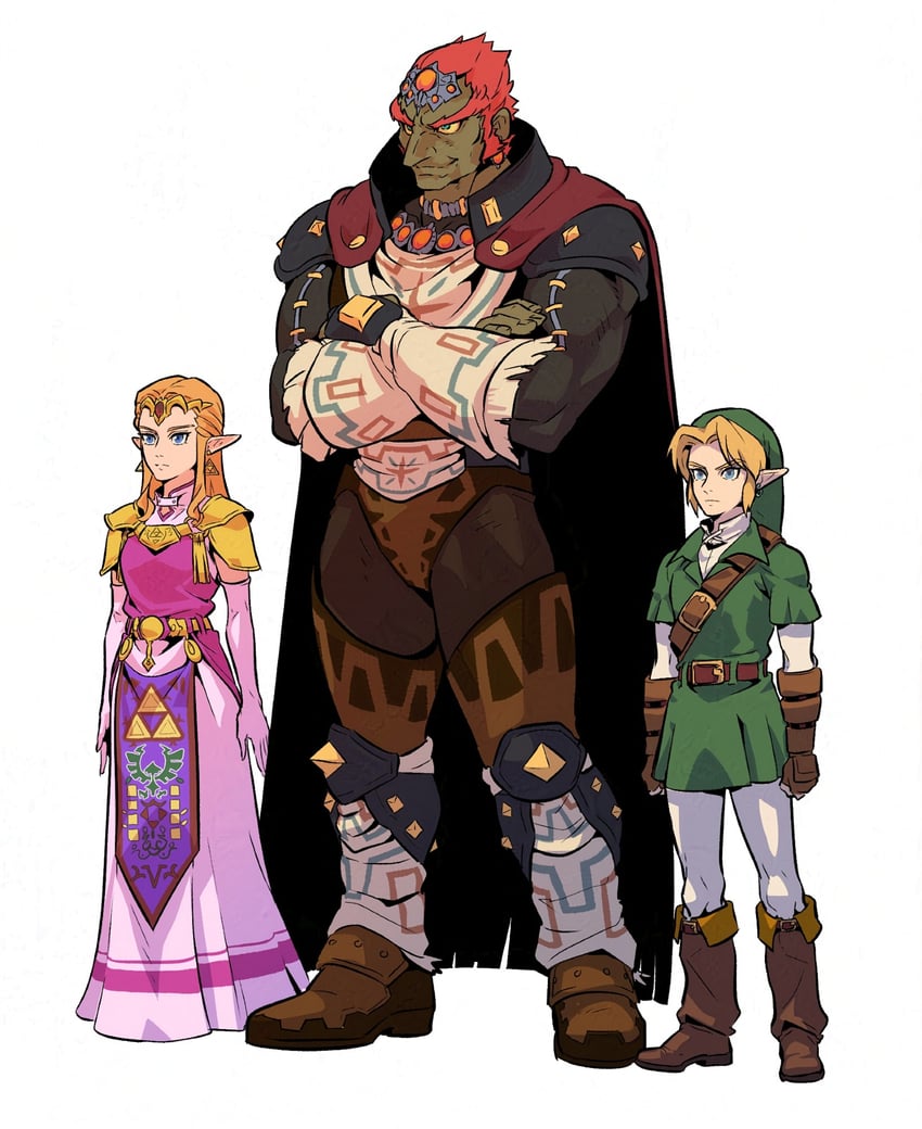 link, princess zelda, and ganondorf (the legend of zelda and 1 more) drawn by redlhzz