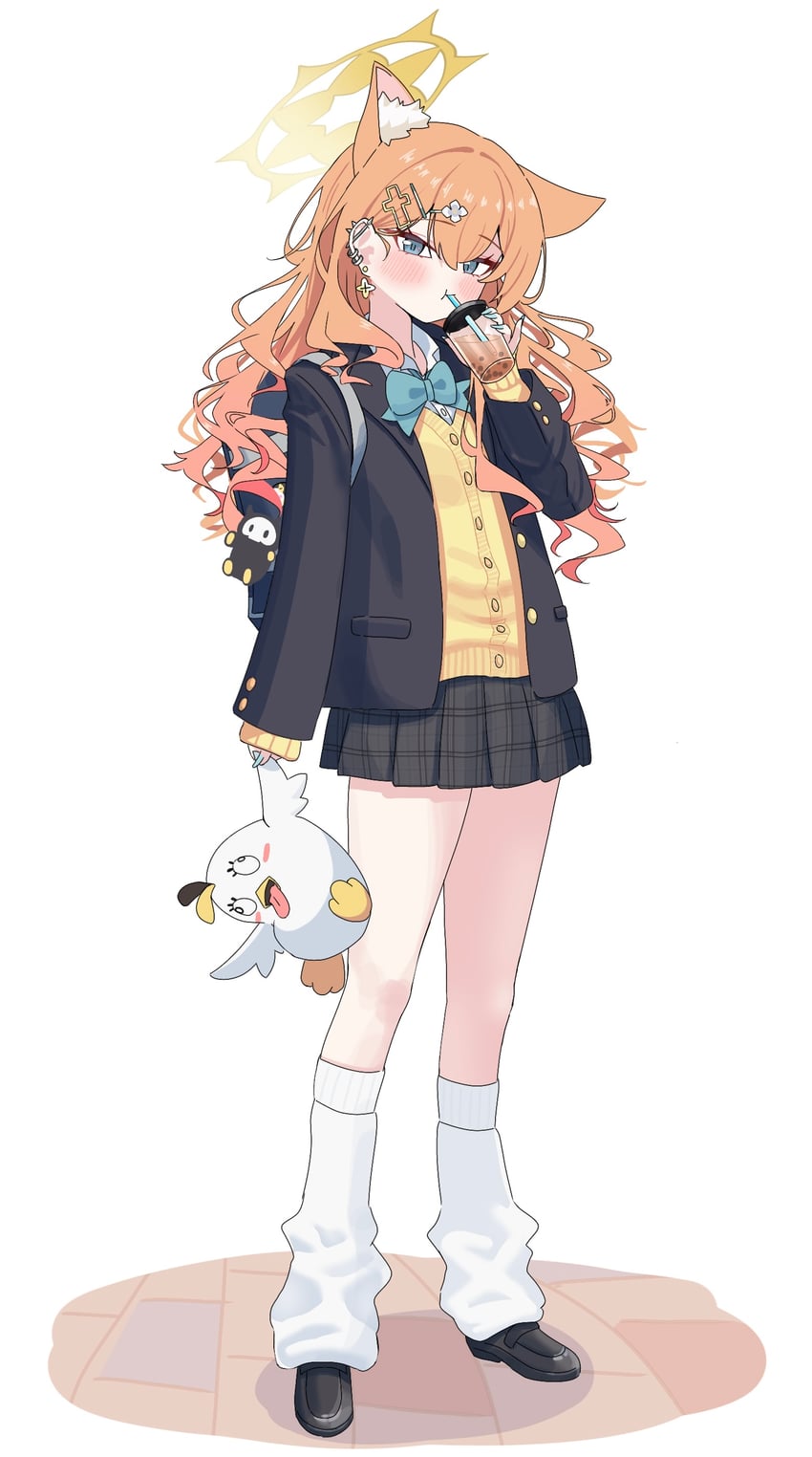 mari and peroro (blue archive) drawn by warabi_mochi_(w4rabimochi)