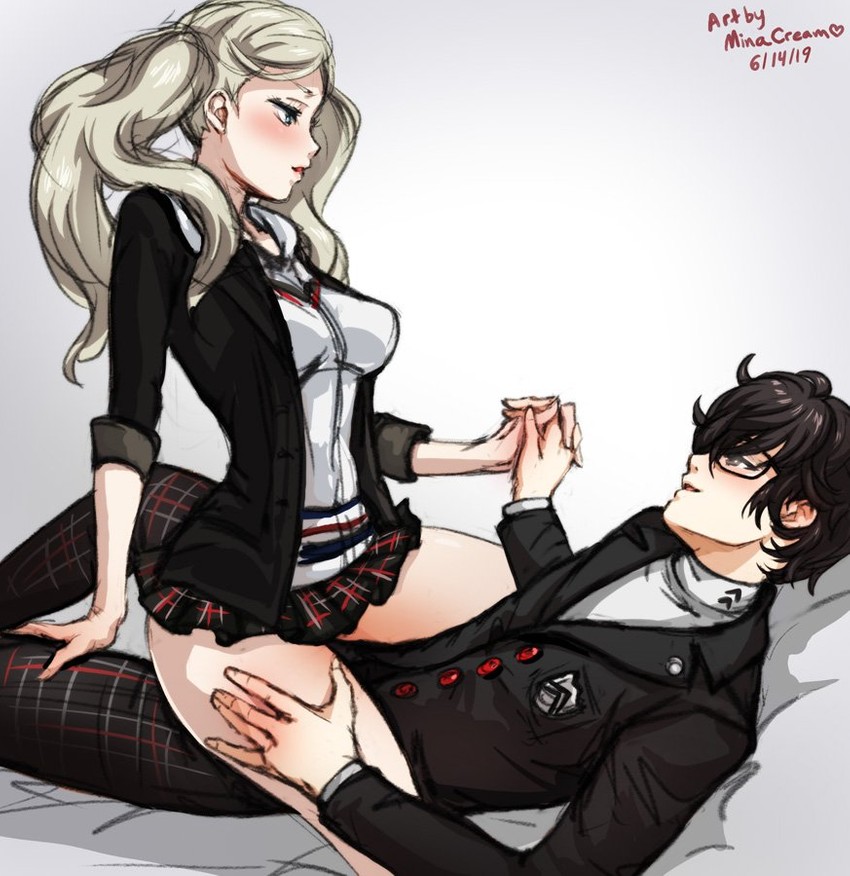 amamiya ren and takamaki anne (persona and 1 more) drawn by mina_cream