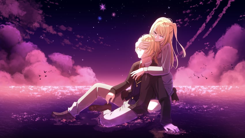 hoshino ruby and hoshino aquamarine (oshi no ko) drawn by c10h12o2