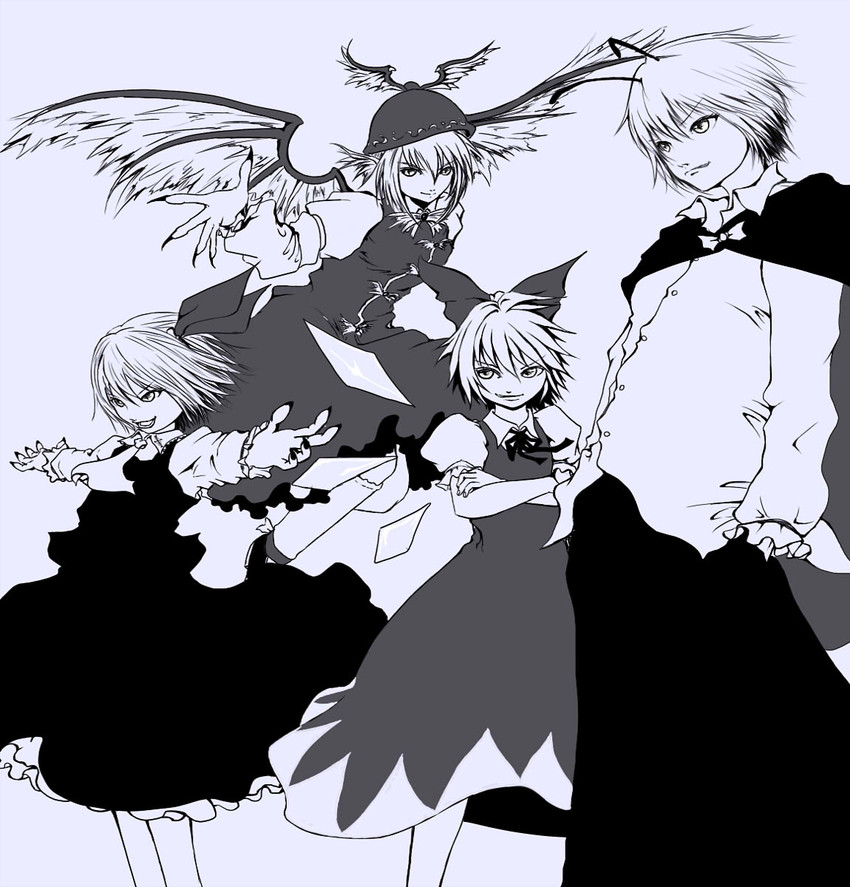 cirno, rumia, mystia lorelei, and wriggle nightbug (touhou) drawn by yamamoto_kyouchou