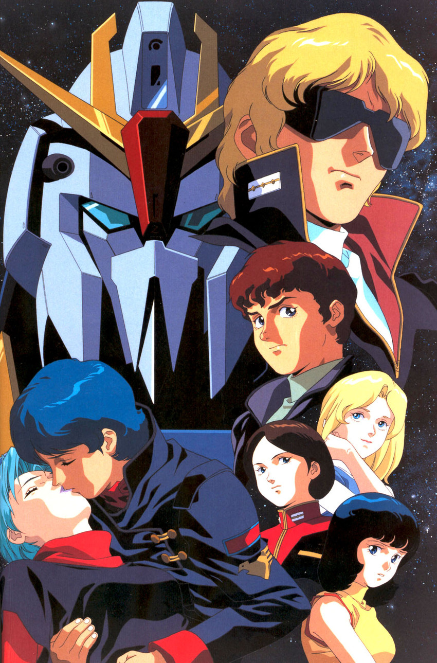 amuro ray, kamille bidan, zeta gundam, quattro bajeena, fa yuiry, and 3 more (gundam and 1 more) drawn by kitazume_hiroyuki