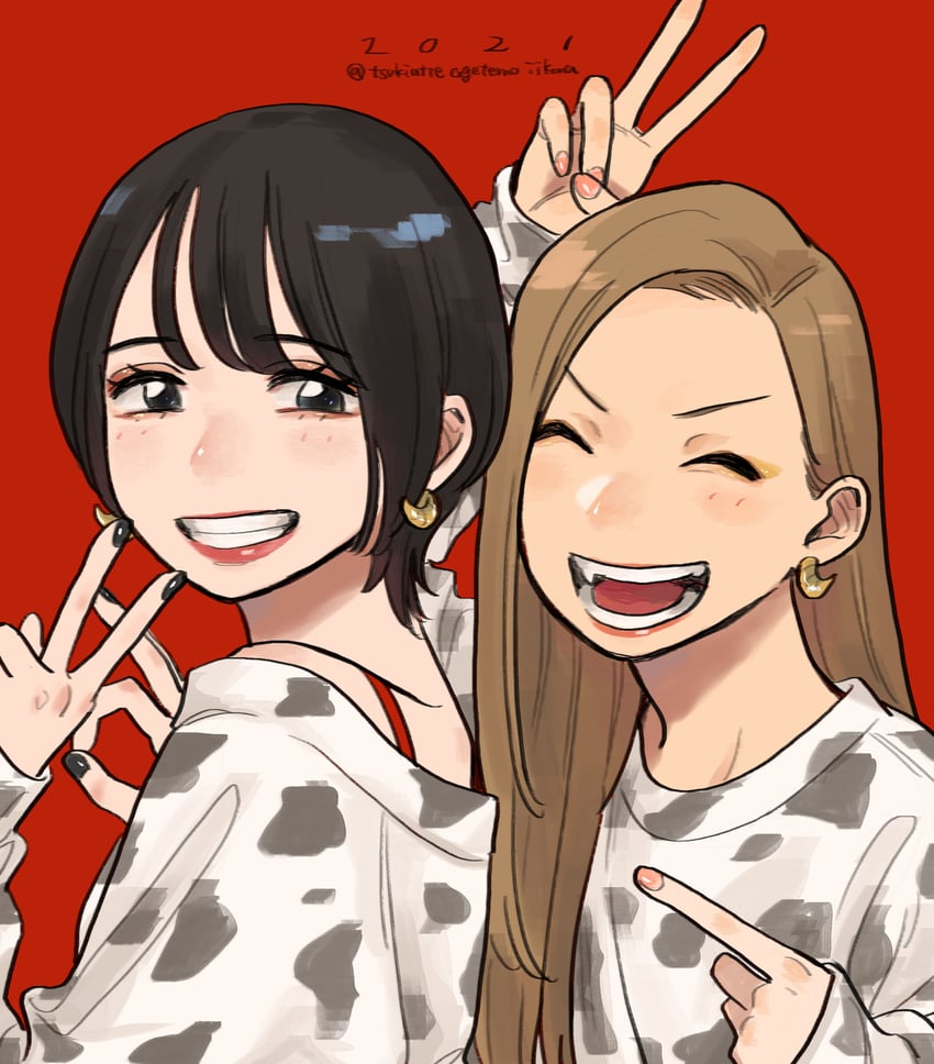 inuzuka miwa and sawatari saeko (tsukiatte agetemo ii kana) drawn by tamifull