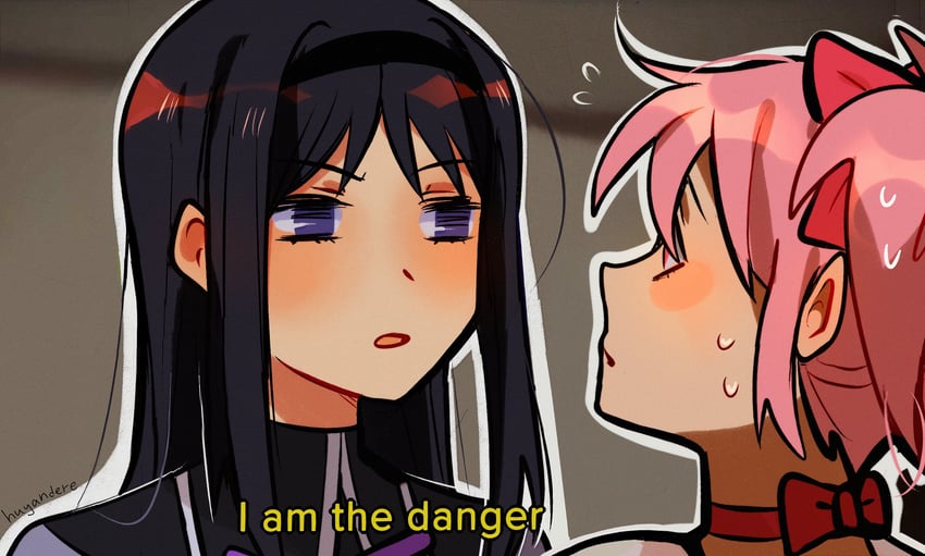 akemi homura and kaname madoka (mahou shoujo madoka magica and 1 more) drawn by huyandere