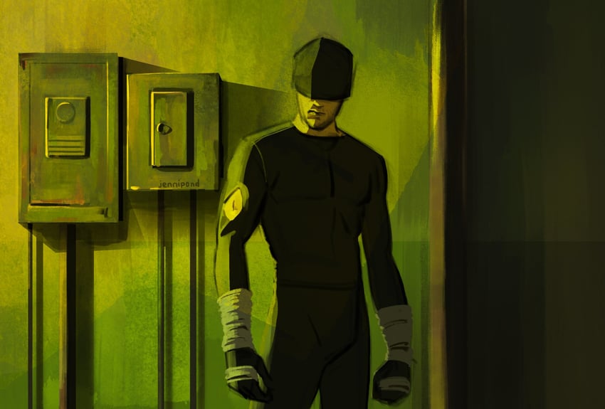 daredevil and matt murdock (marvel and 2 more) drawn by jennipond