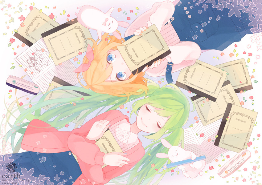hatsune miku, kagamine rin, and kagamine len (vocaloid) drawn by chiri_(ch!)