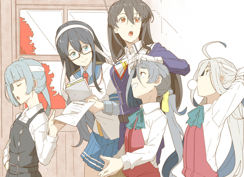 ooyodo, kasumi, ashigara, kiyoshimo, kasumi kai ni, and 3 more (kantai collection) drawn by ninimo_nimo