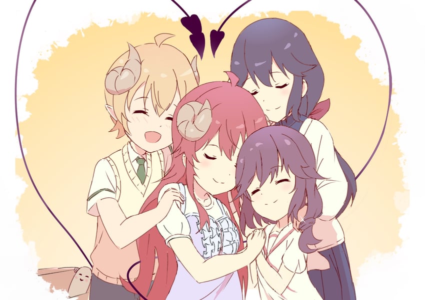 yoshida yuuko, lilith, yoshida ryouko, yoshida seiko, and joshua (machikado mazoku) drawn by kaai_yuu