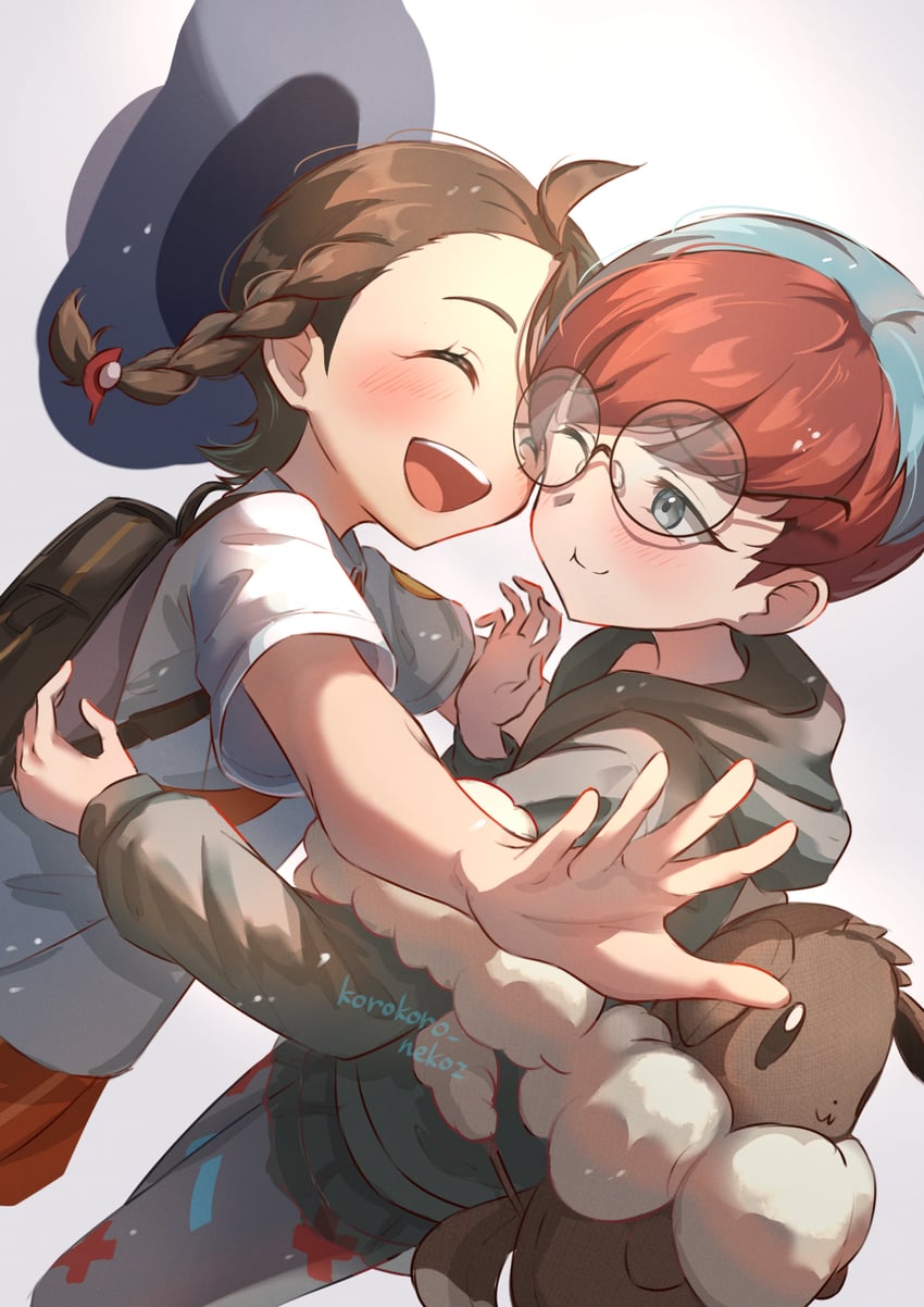 eevee, juliana, and penny (pokemon and 1 more) drawn by korokoro_nekoz