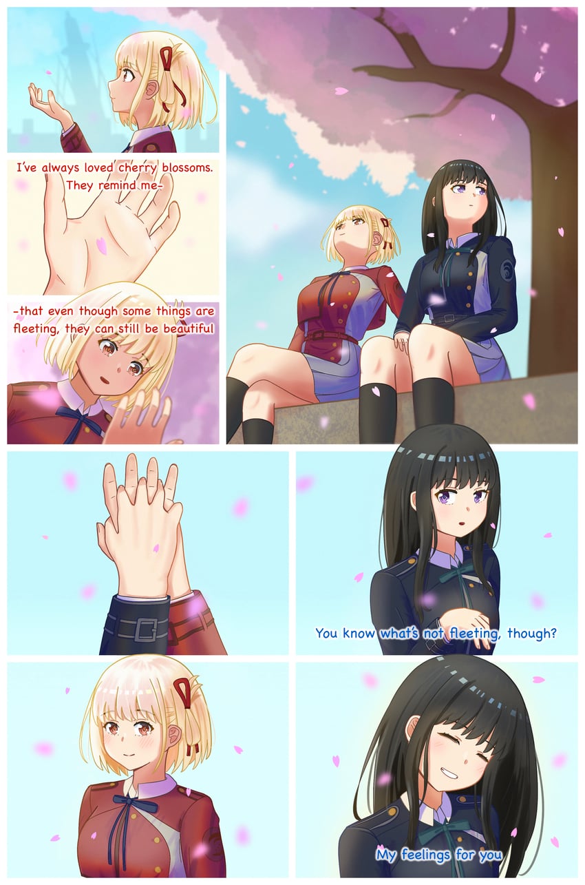 nishikigi chisato and inoue takina (lycoris recoil) drawn by linhcoris
