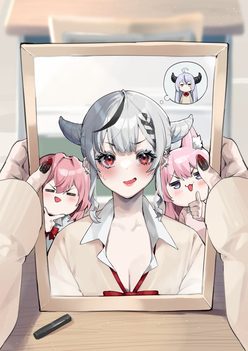 sakamata chloe, la+ darknesss, hakui koyori, and takane lui (hololive) drawn by mikan_(chipstar182)