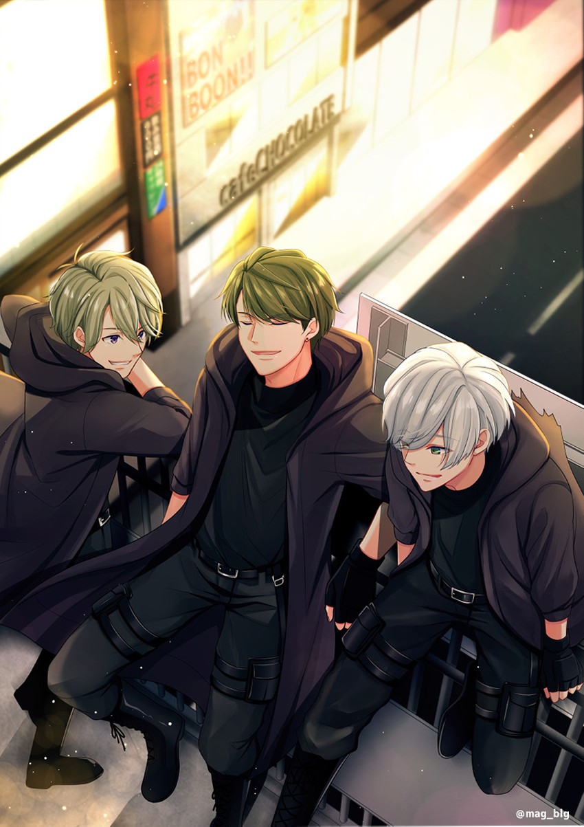 utsuki chikage, mikage hisoka, and august (a3!) drawn by mag_blg