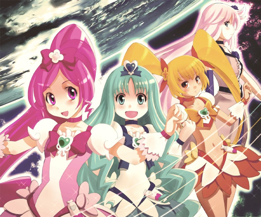 kurumi erika, hanasaki tsubomi, tsukikage yuri, myoudouin itsuki, cure marine, and 3 more (precure and 1 more) drawn by ebi_tendon