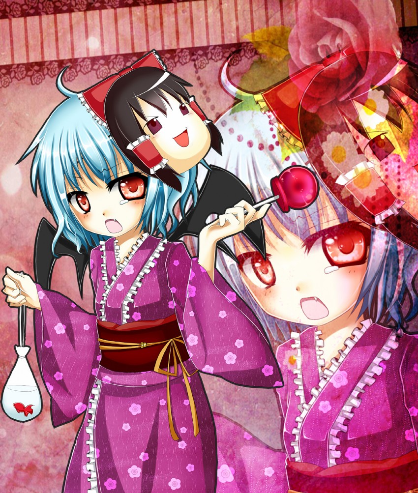 hakurei reimu and remilia scarlet (touhou) drawn by harukaruha