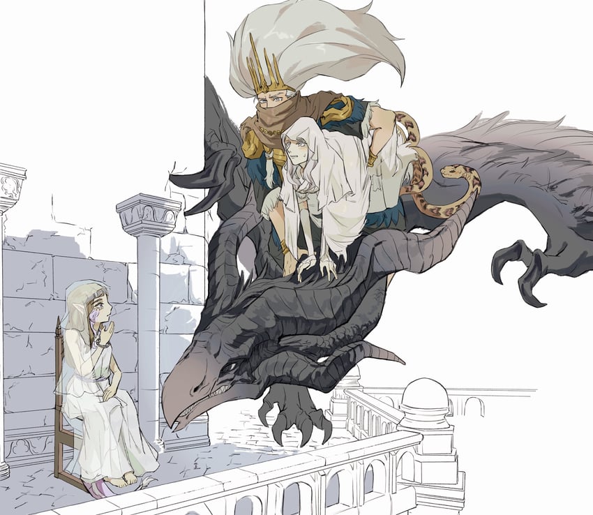 dark sun gwyndolin, nameless king, company captain yorshka, and king of the storm (dark souls and 1 more) drawn by zunkome