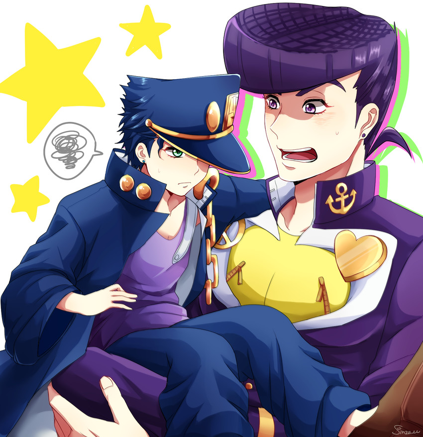 kujo jotaro and higashikata josuke (jojo no kimyou na bouken and 1 more) drawn by sinzuu