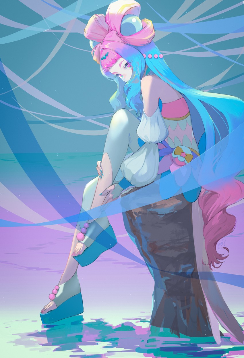 laura la mer and cure la mer (precure and 1 more) drawn by baicha_oqqa