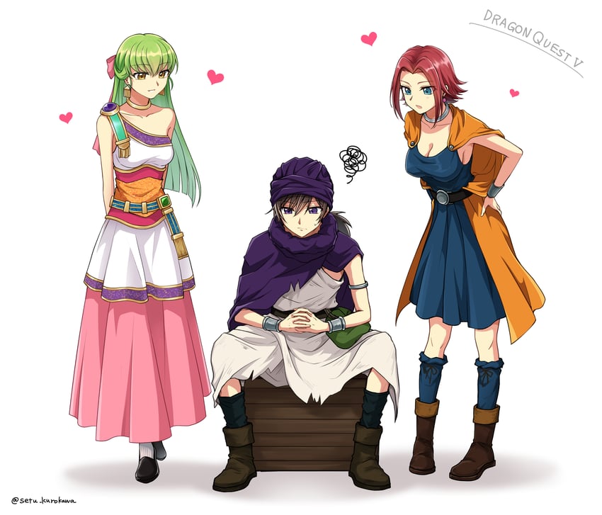 c.c., lelouch vi britannia, kouzuki kallen, bianca, hero, and 1 more (dragon quest and 2 more) drawn by setu_kurokawa