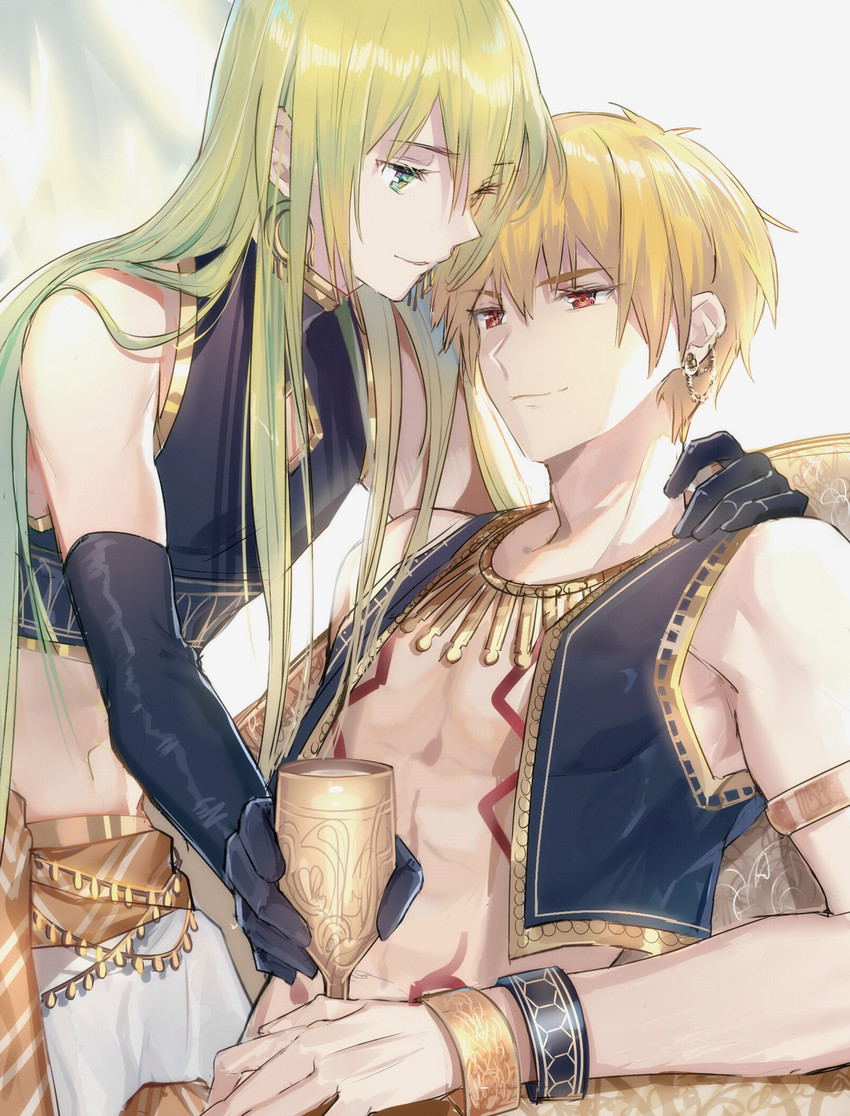 gilgamesh and enkidu (fate and 1 more) drawn by qingshui_ai