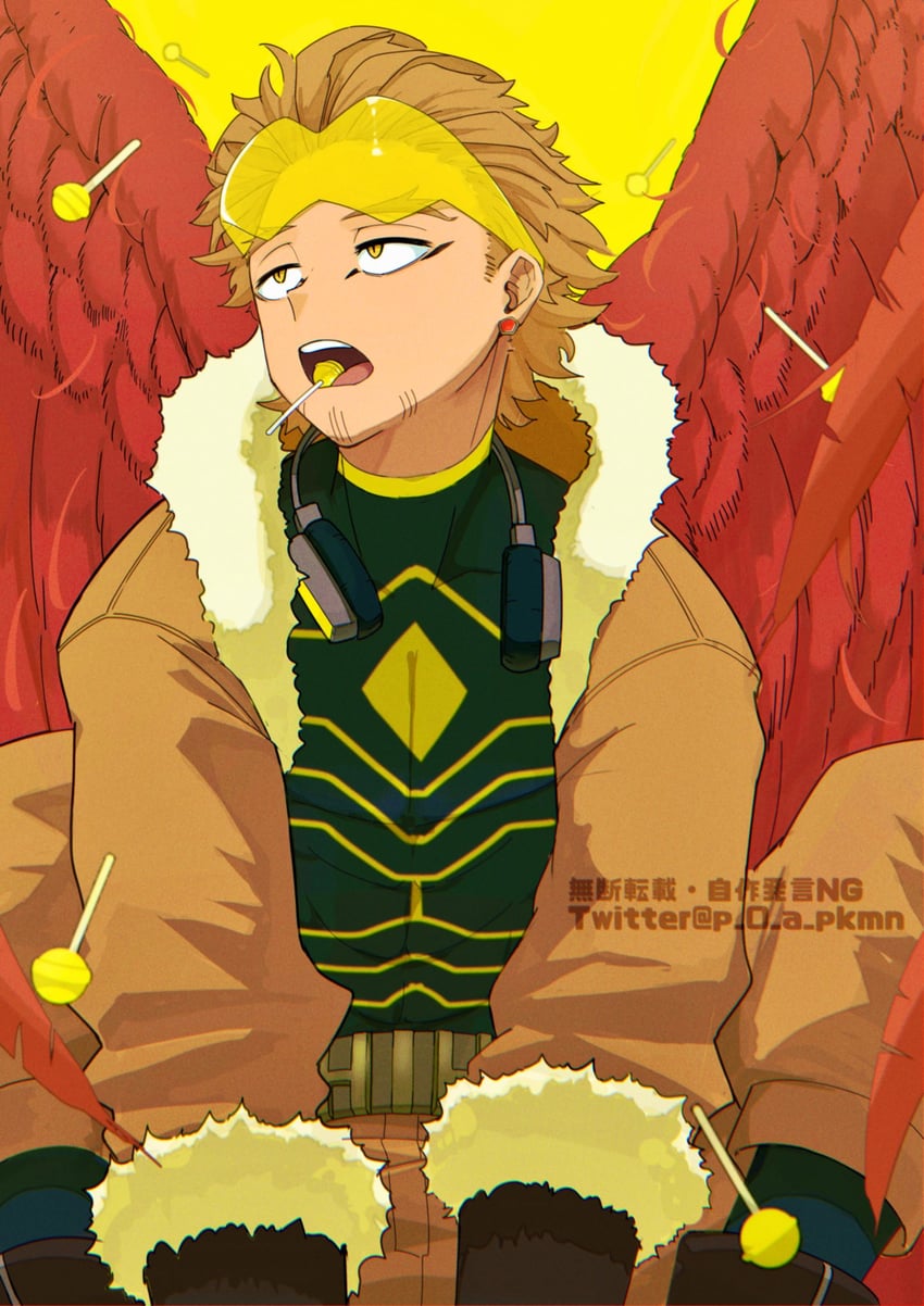 hawks (boku no hero academia) drawn by p_0_a